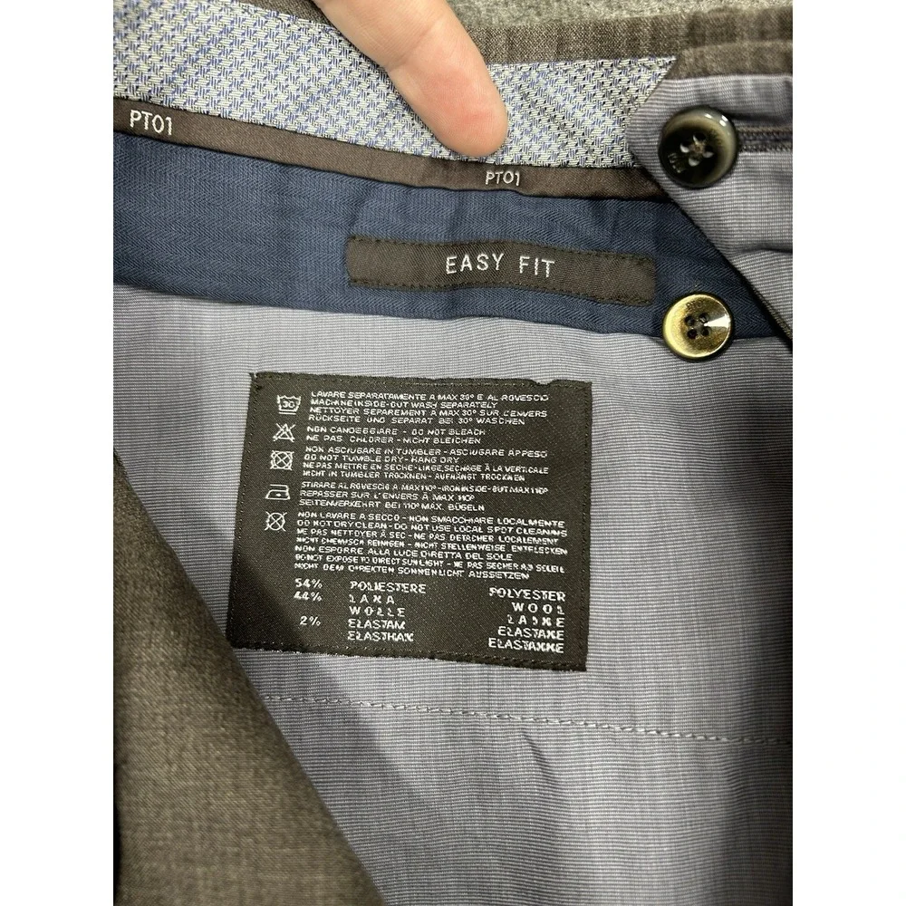 PT01 Dress Pants‎ Trousers Mens (52) 35x32 Gray Brown Strech Easy fit Wool Blend